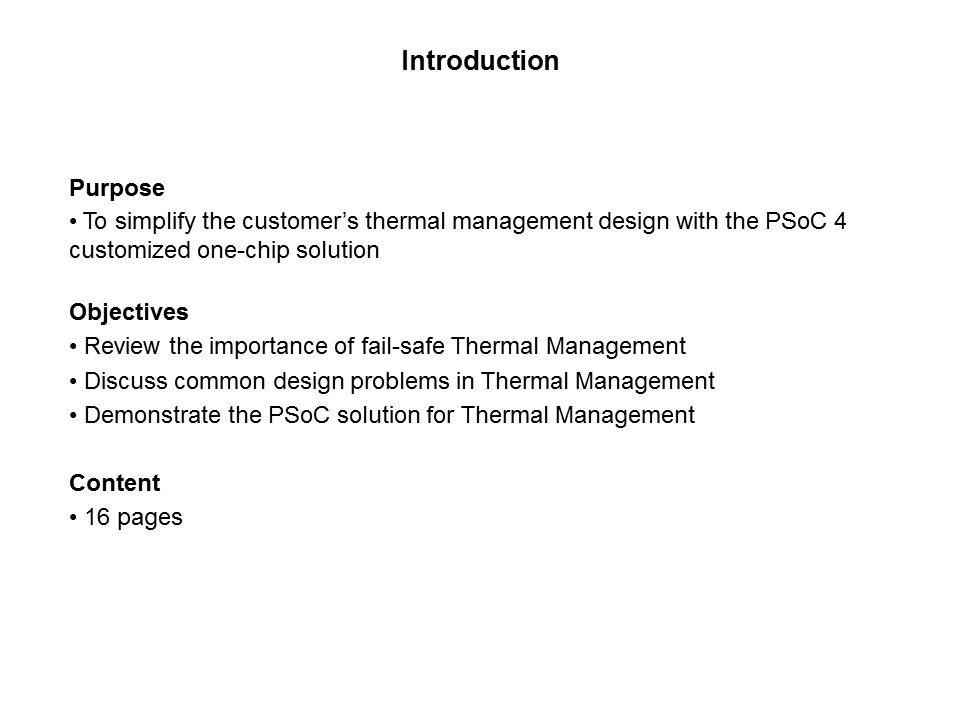 PSoC 4 Solution for Thermal Management Slide 1