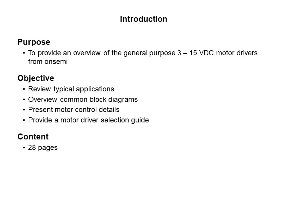 General Purpose Motor Drivers in 3-15 Volt Range Slide 1