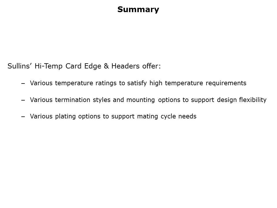 Hi-Temp Connectors Slide 18