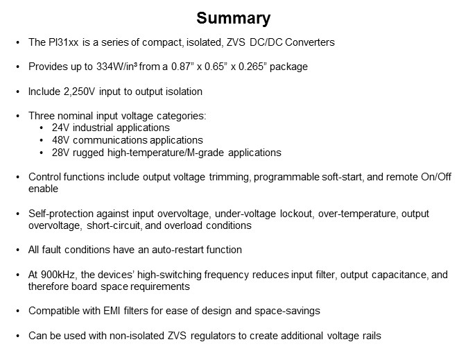 Image of Vicor PI31xx Series of ZVS Isolated DC/DC Converters - Slide9