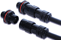Imagen de los conectores de potencia de plástico pequeños a prueba de agua IP68 serie HR41A de Hirose Electric