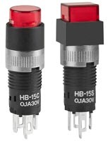 Imagen de pulsadores subminiatura con iluminación LED serie HB de NKK Switches
