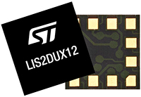 Imagen del acelerómetro MEMS de consumo ultrabajo LIS2DUX12 de STMicroelectronics